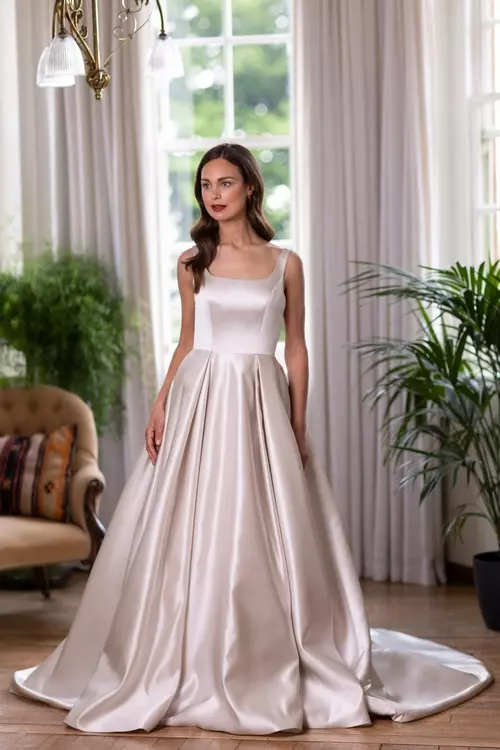 Oyster satin sales wedding dress